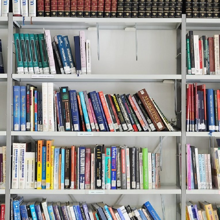 book and magazines in modern library at university